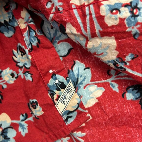 Polo Ralph Lauren Denim & Supply Men Large Floral Hawaiian Button Down Shirt Red - Picture 4 of 6